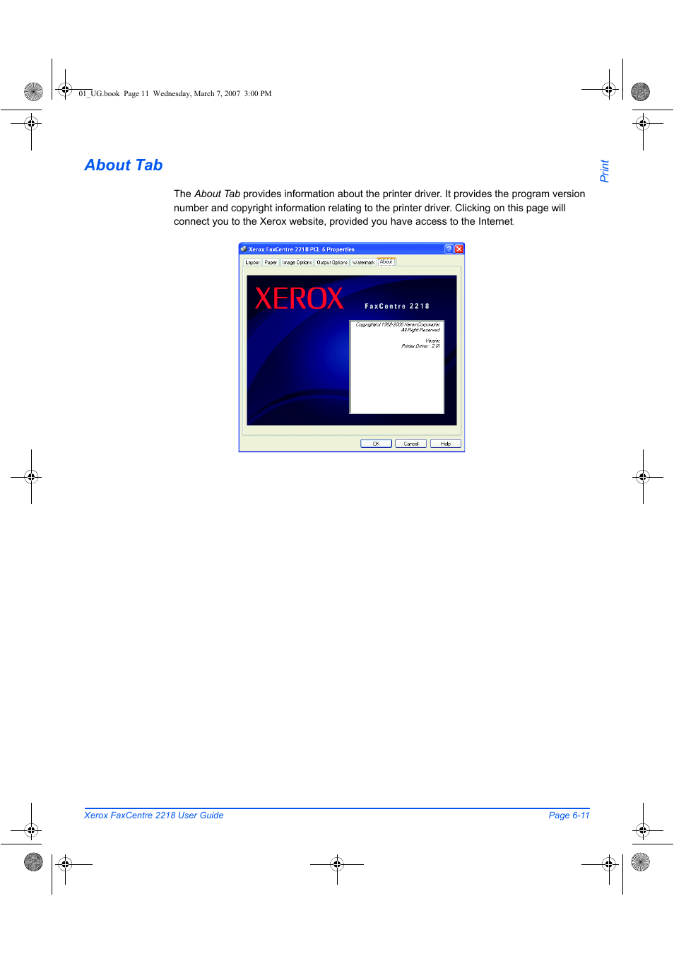 About tab | Xerox FaxCentre 2218 User Manual | Page 137 / 212