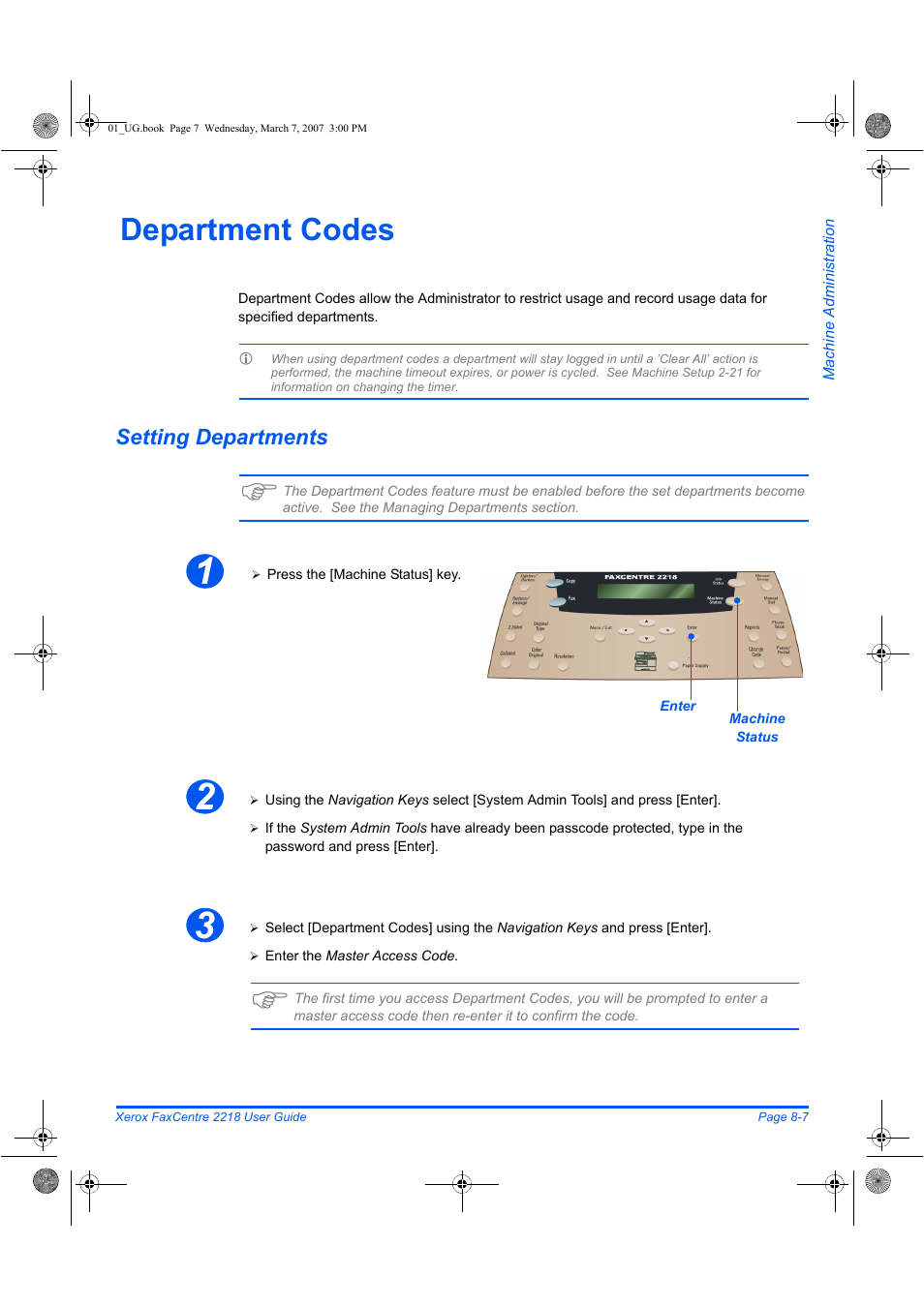 Department codes | Xerox FaxCentre 2218 User Manual | Page 153 / 212
