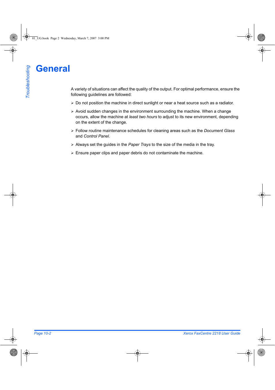 General | Xerox FaxCentre 2218 User Manual | Page 180 / 212