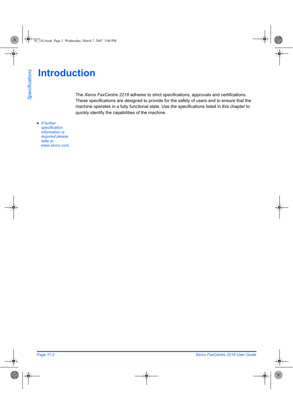Introduction | Xerox FaxCentre 2218 User Manual | Page 200 / 212