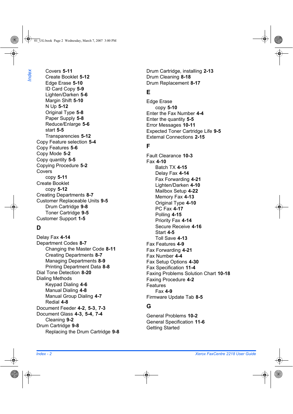 Xerox FaxCentre 2218 User Manual | Page 208 / 212