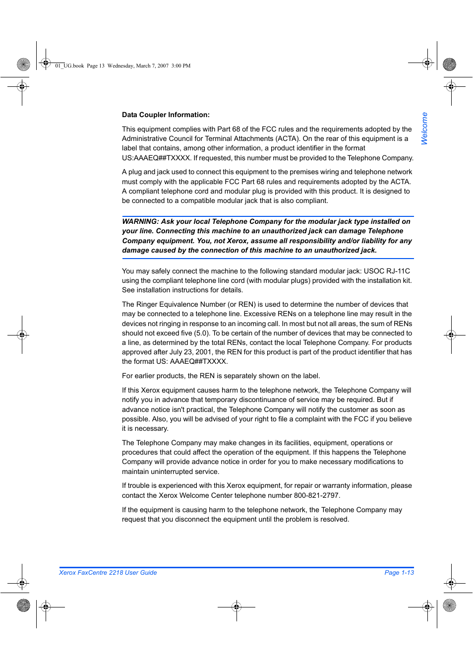 Xerox FaxCentre 2218 User Manual | Page 21 / 212