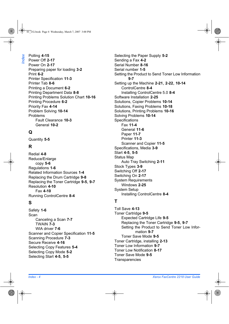 Xerox FaxCentre 2218 User Manual | Page 210 / 212