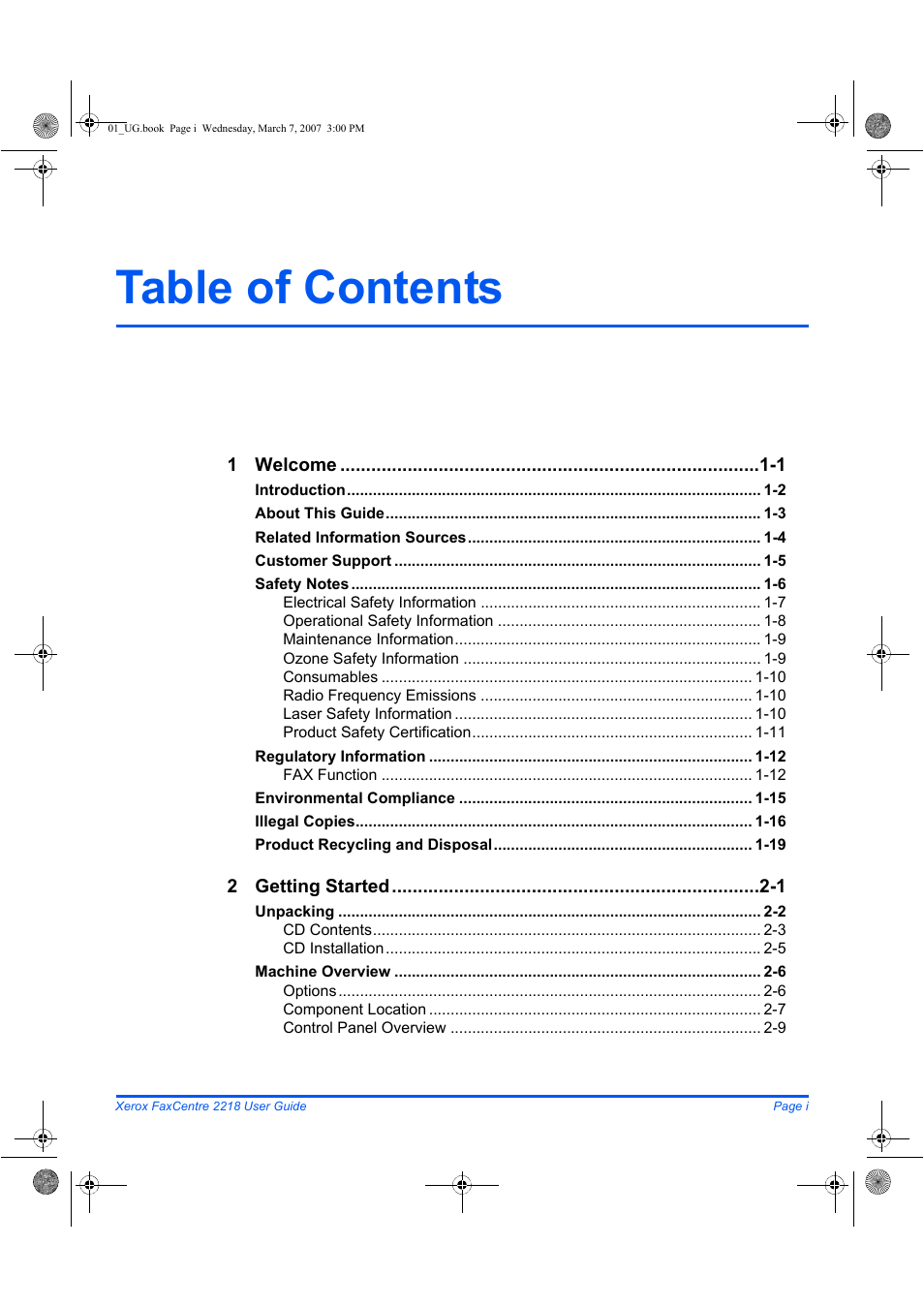 Xerox FaxCentre 2218 User Manual | Page 3 / 212