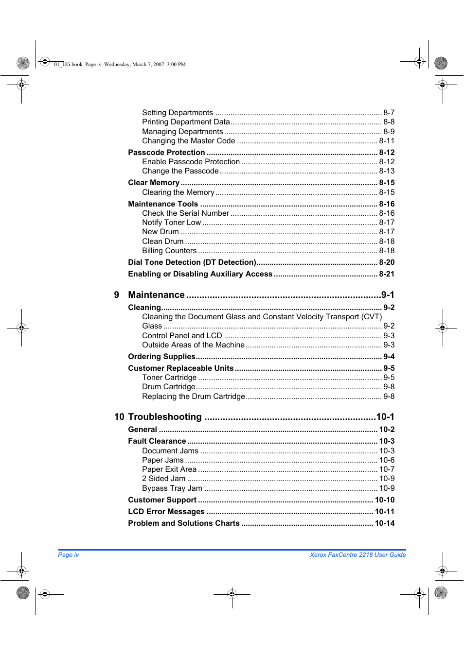 Xerox FaxCentre 2218 User Manual | Page 6 / 212