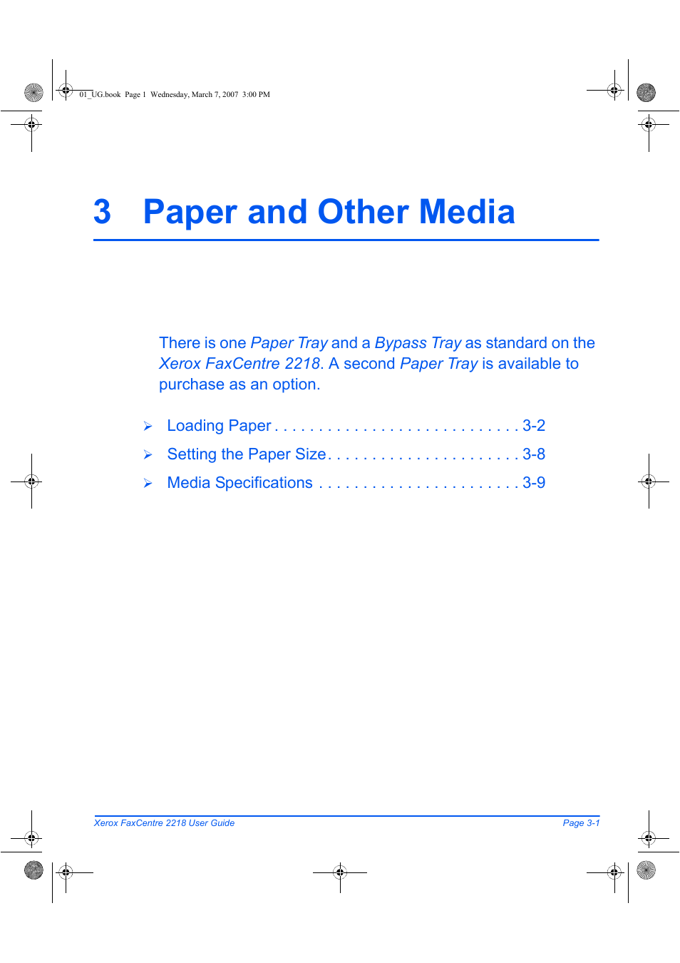 3 paper and other media | Xerox FaxCentre 2218 User Manual | Page 63 / 212