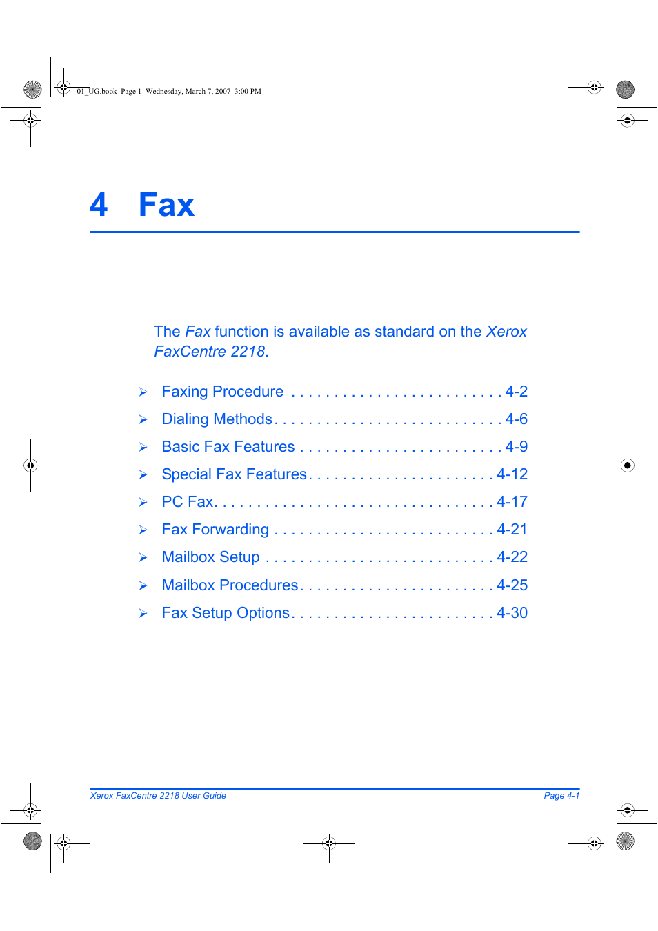 4 fax | Xerox FaxCentre 2218 User Manual | Page 75 / 212
