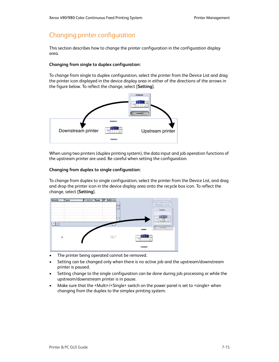Changing printer configuration, Changing printer configuration -15 | Xerox 490 User Manual | Page 105 / 262