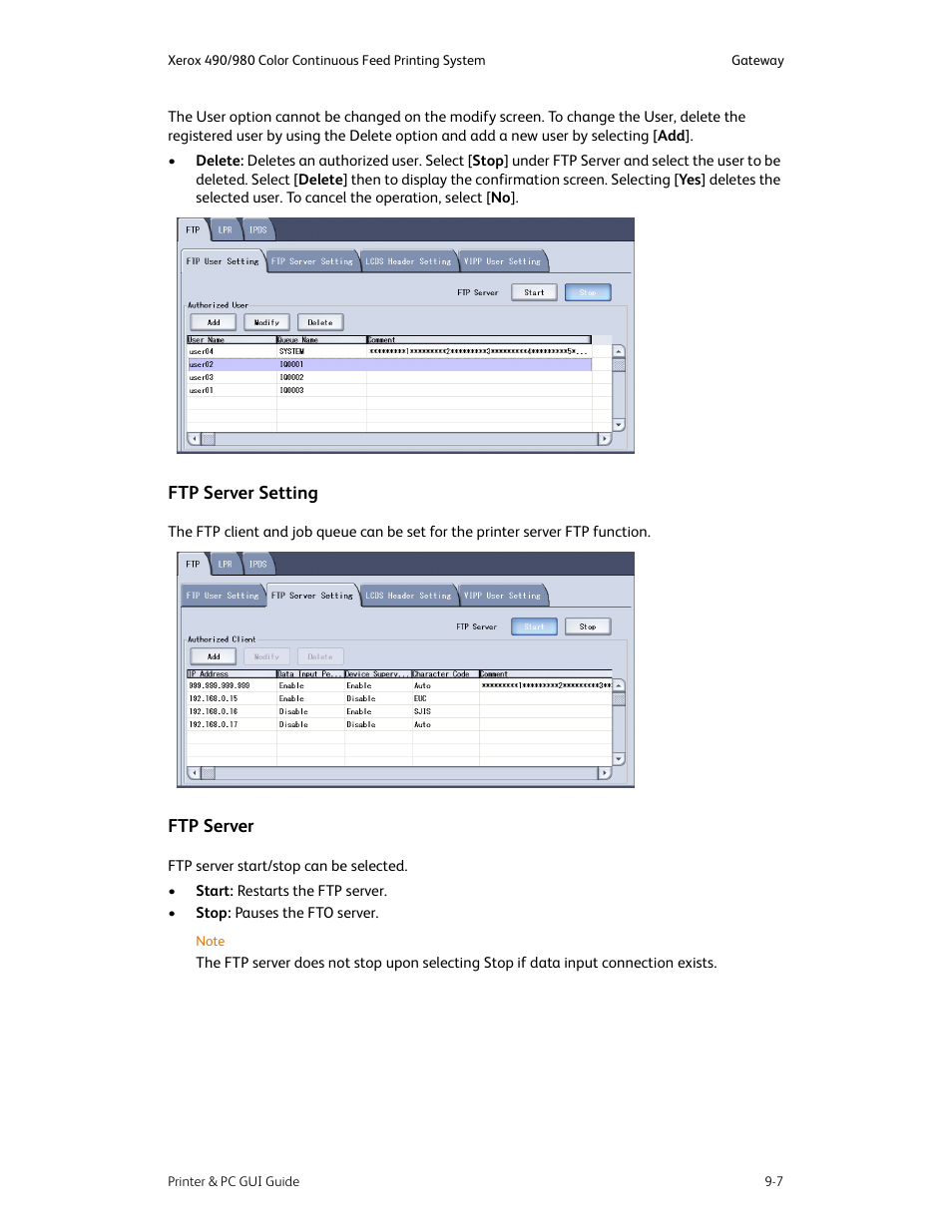 Ftp server setting -7 ftp server -7 | Xerox 490 User Manual | Page 141 / 262