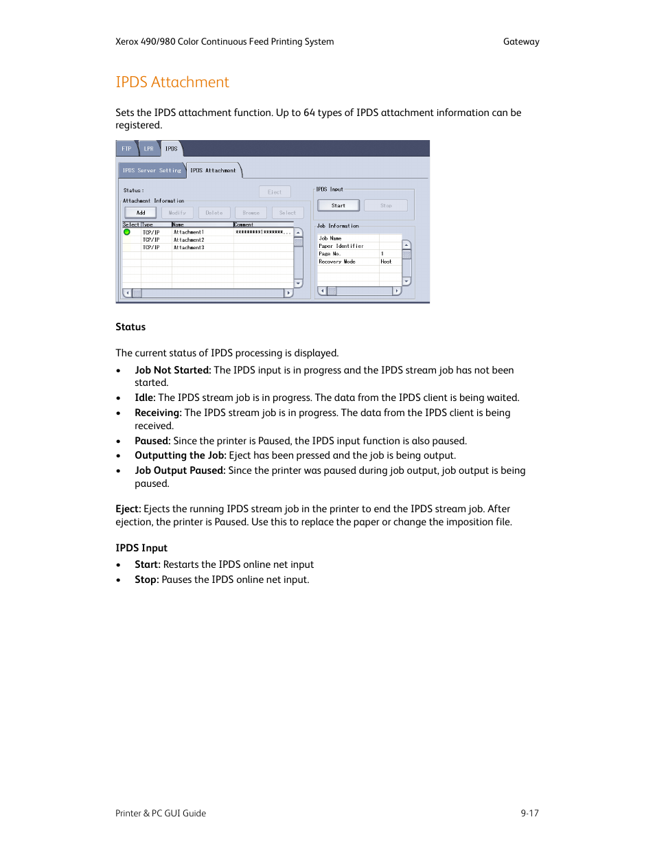 Ipds attachment, Ipds attachment -17 | Xerox 490 User Manual | Page 151 / 262