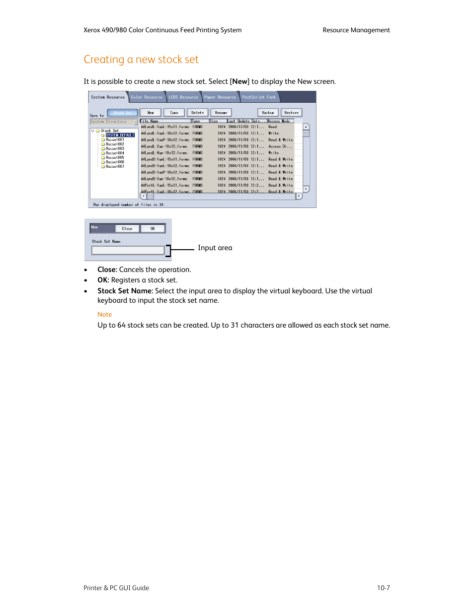 Creating a new stock set, Creating a new stock set -7 | Xerox 490 User Manual | Page 163 / 262