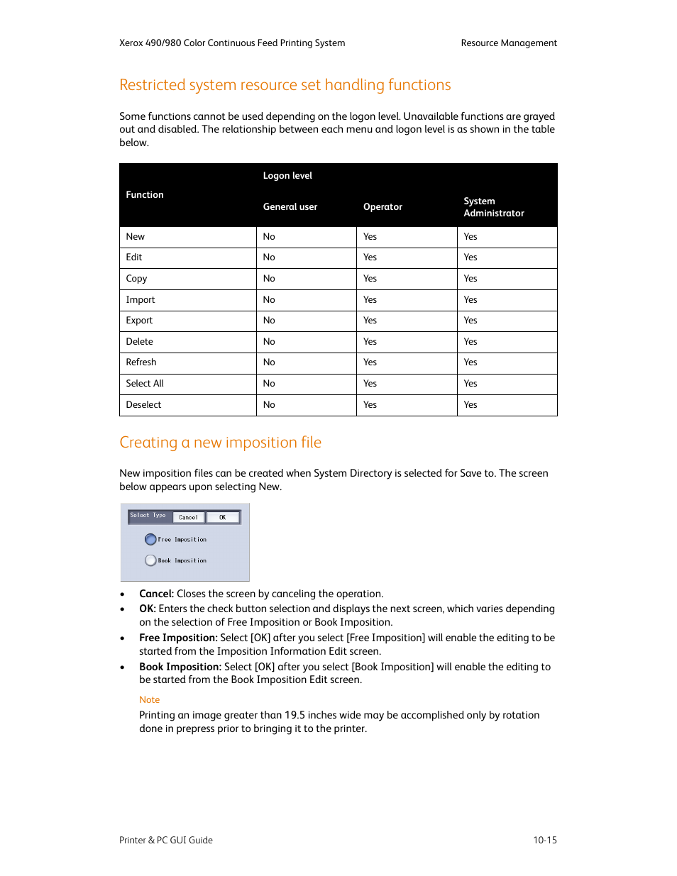 Restricted system resource set handling functions, Creating a new imposition file | Xerox 490 User Manual | Page 171 / 262