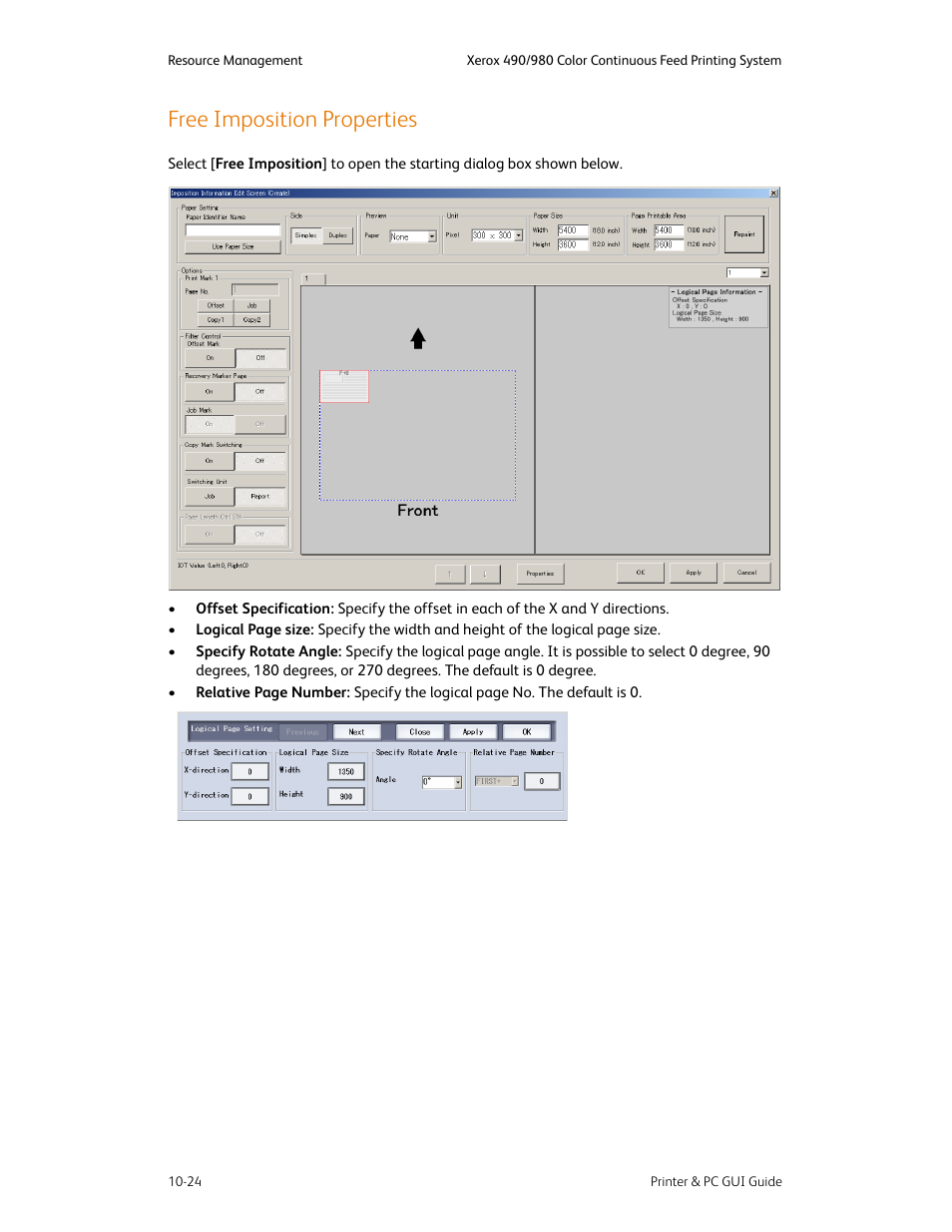 Free imposition properties, Free imposition properties -24 | Xerox 490 User Manual | Page 180 / 262