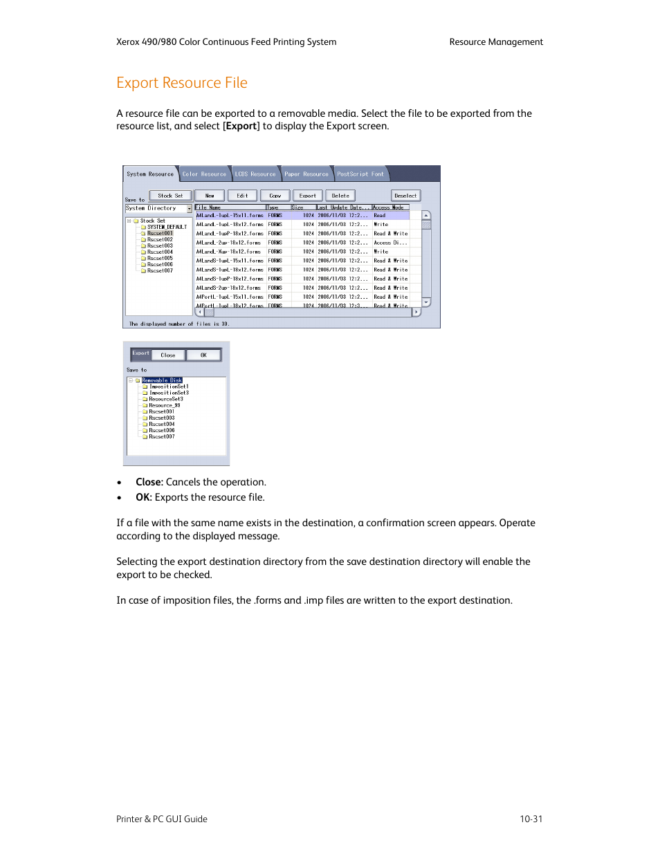Export resource file, Export resource file -31 | Xerox 490 User Manual | Page 187 / 262