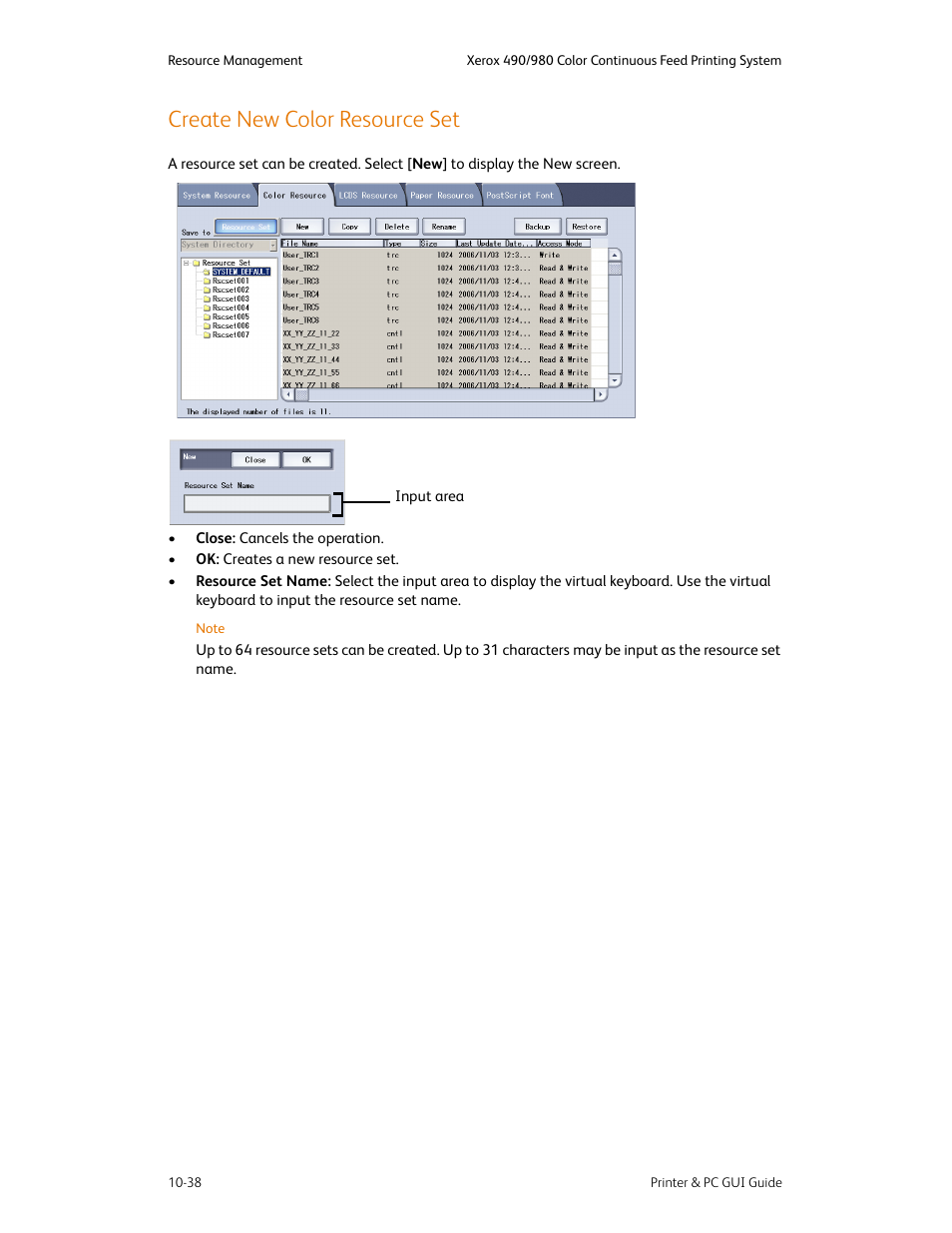 Create new color resource set, Create new color resource set -38 | Xerox 490 User Manual | Page 194 / 262