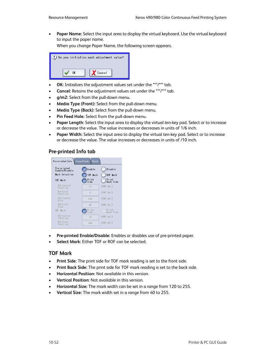 Pre-printed info tab -52 tof mark -52 | Xerox 490 User Manual | Page 208 / 262