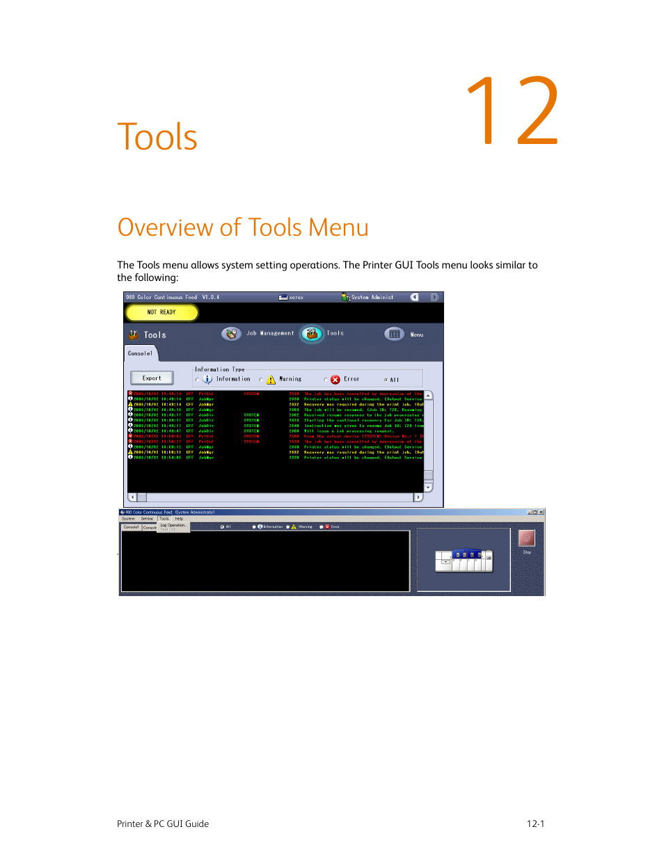 Tools, Overview of tools menu, Tools -1 | Overview of tools menu -1 | Xerox 490 User Manual | Page 229 / 262