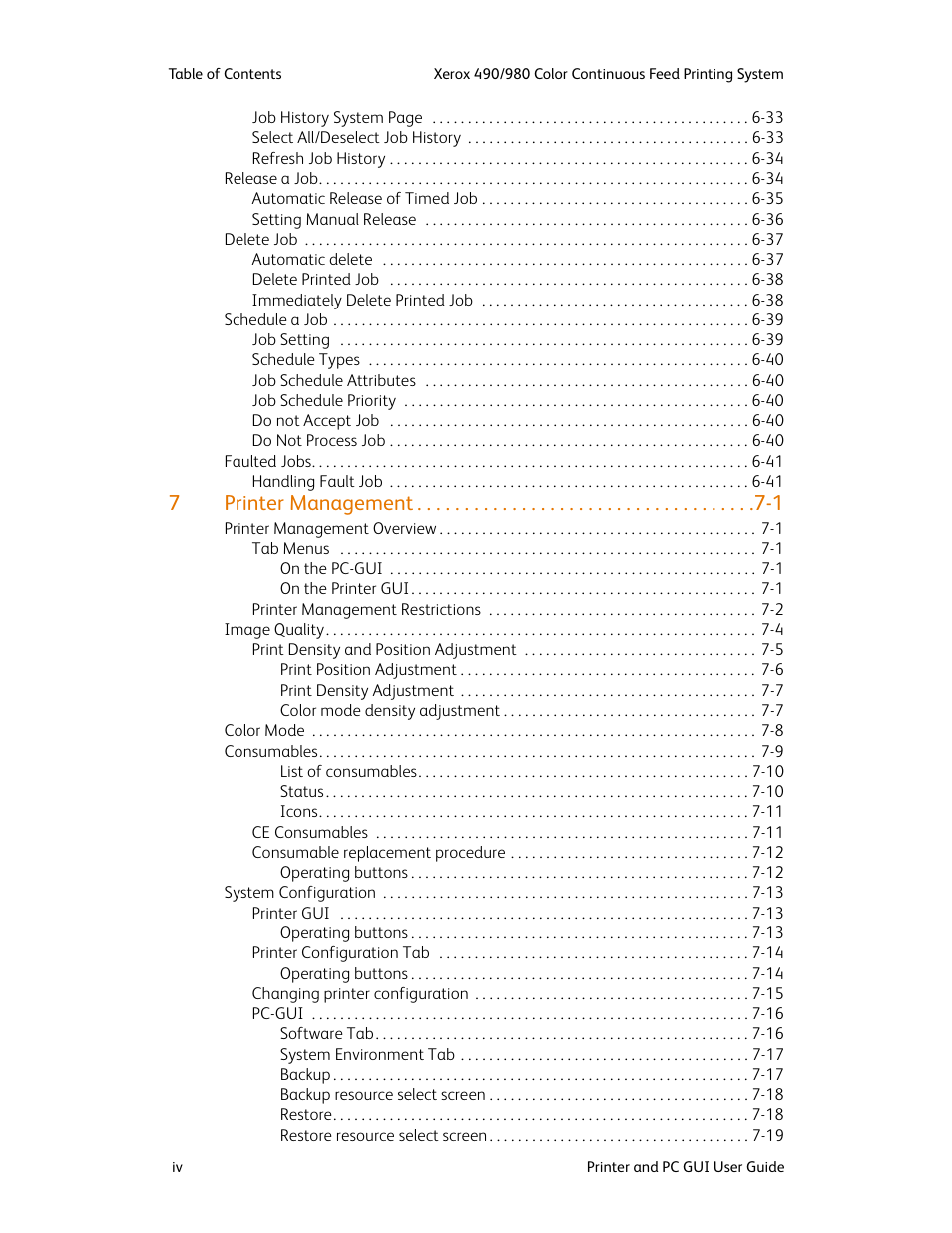 7printer management -1 | Xerox 490 User Manual | Page 6 / 262