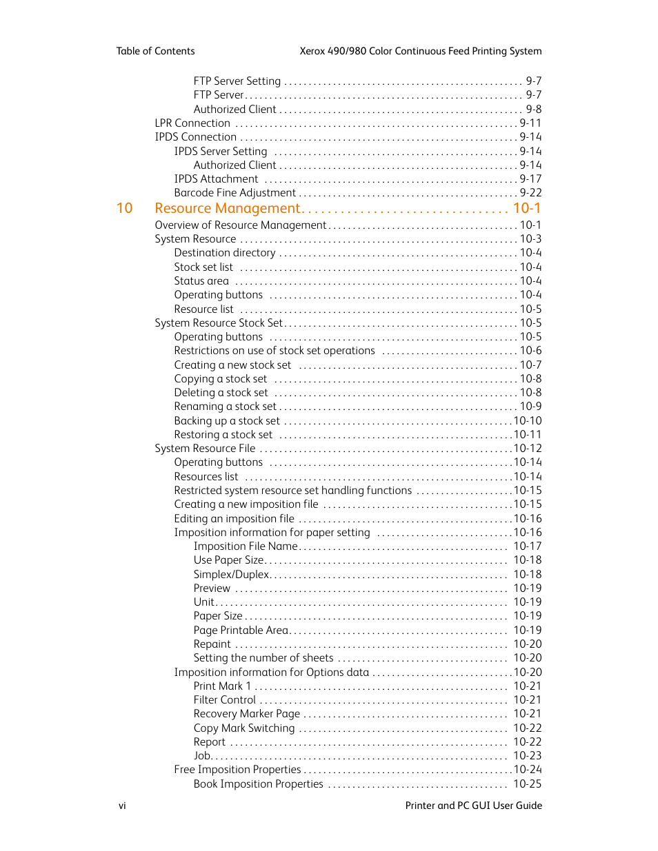 10 resource management -1 | Xerox 490 User Manual | Page 8 / 262