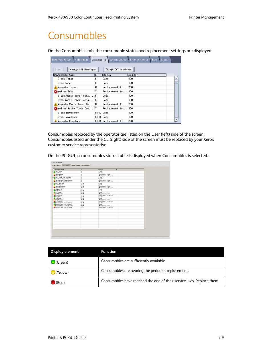 Consumables, Consumables -9 | Xerox 490 User Manual | Page 99 / 262