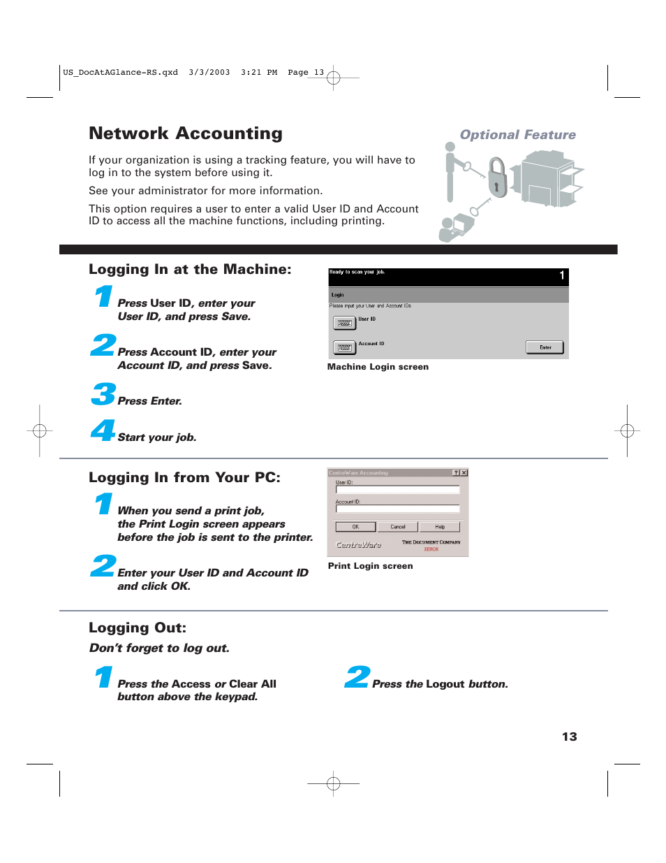 Network accounting | Xerox 65 User Manual | Page 15 / 16