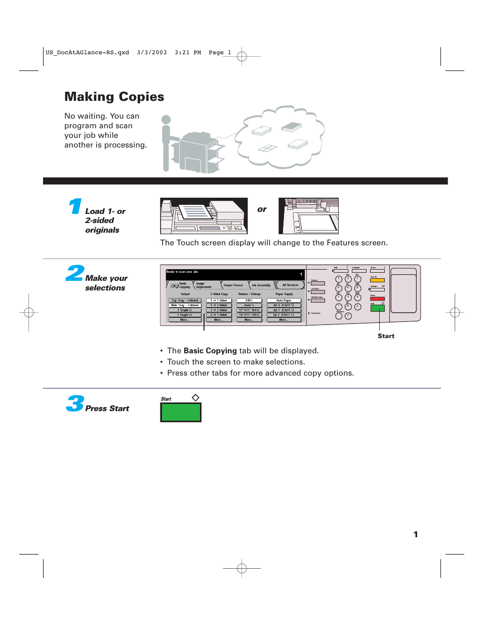 Making copies | Xerox 65 User Manual | Page 3 / 16