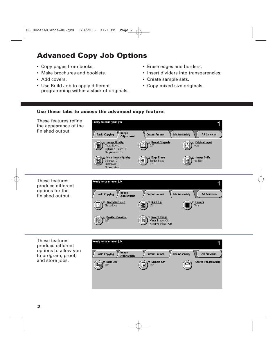 Advanced copy job options | Xerox 65 User Manual | Page 4 / 16