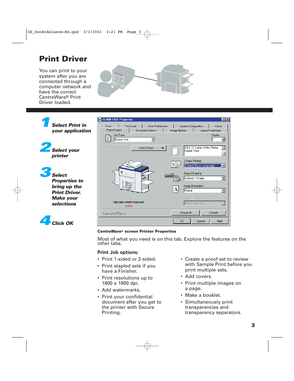 Print driver | Xerox 65 User Manual | Page 5 / 16