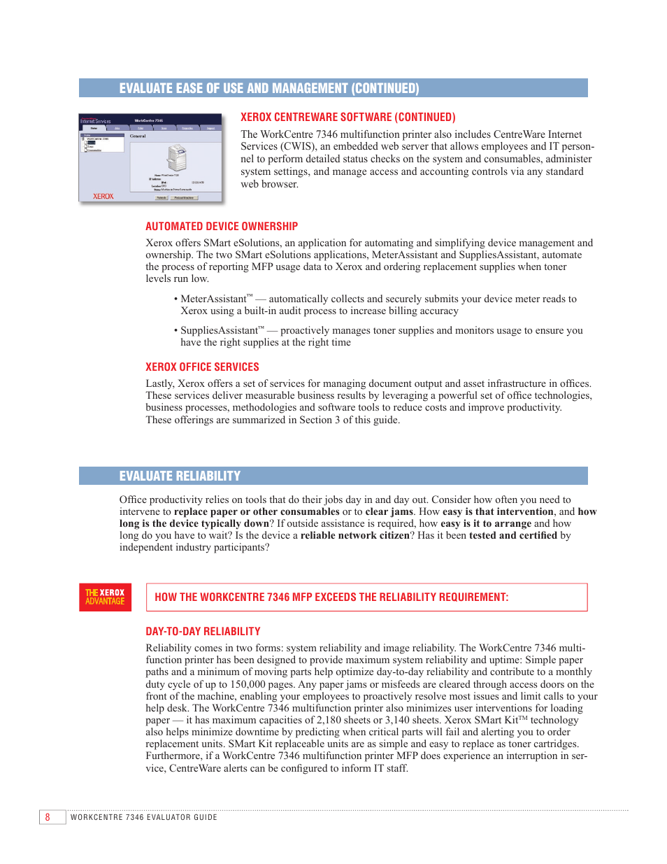 Evaluate ease of use and management (continued) | Xerox 7346 User Manual | Page 10 / 24