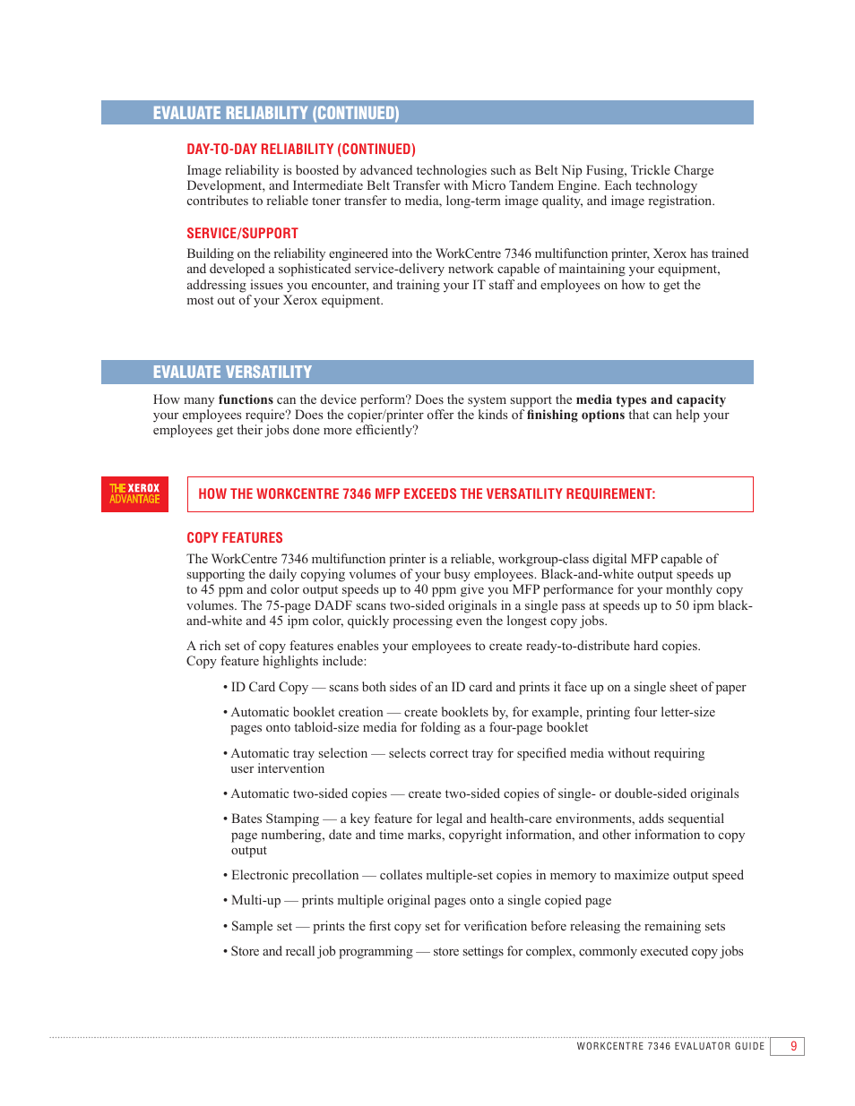 Evaluate reliability (continued) | Xerox 7346 User Manual | Page 11 / 24