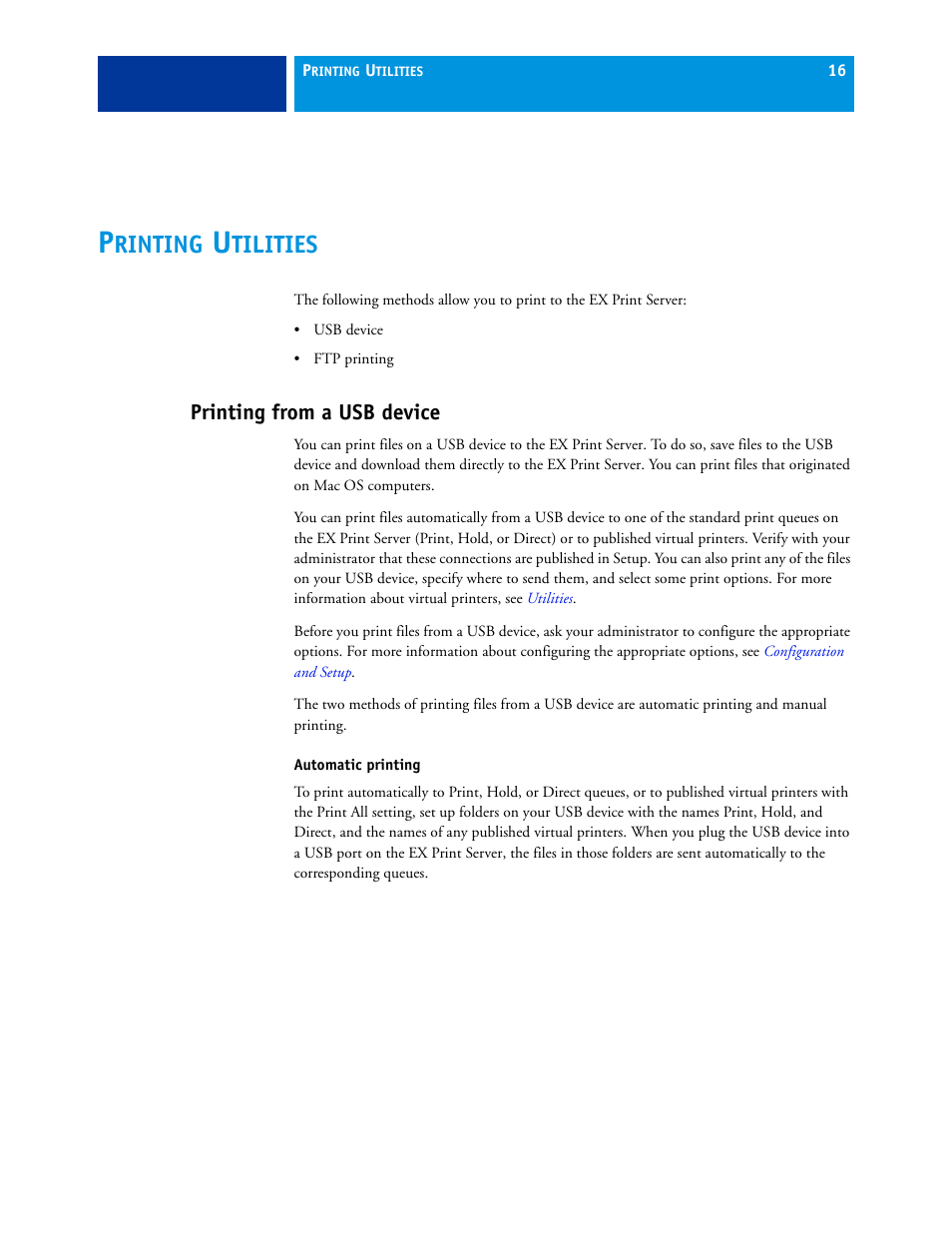 Printing utilities, Printing from a usb device, Rinting | Tilities | Xerox 45069888 User Manual | Page 16 / 40