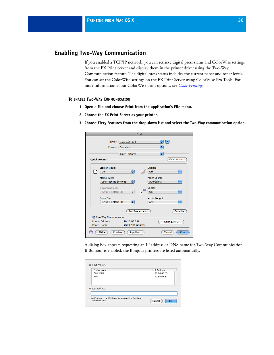 Enabling two-way communication | Xerox 45069888 User Manual | Page 36 / 40