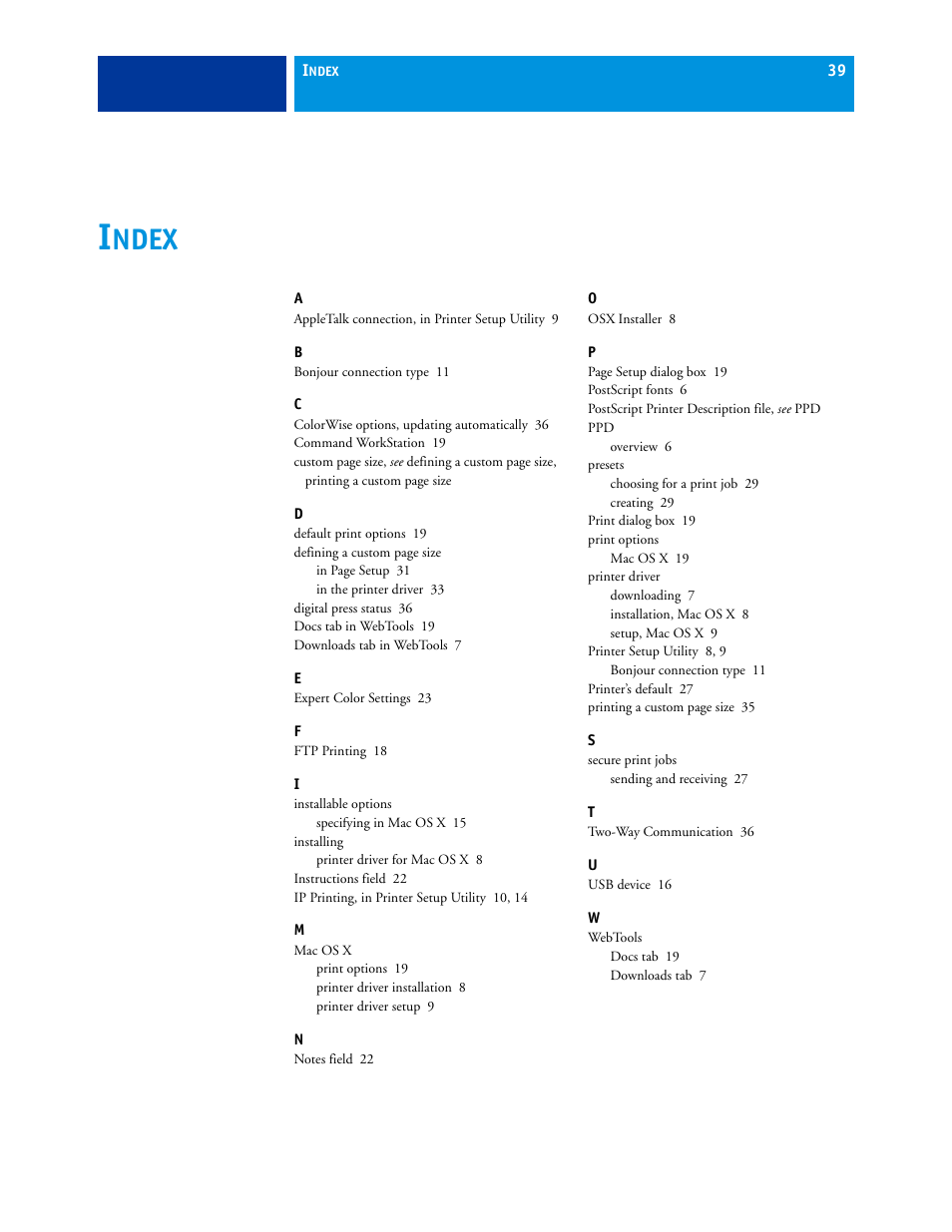 Index, Ndex | Xerox 45069888 User Manual | Page 39 / 40