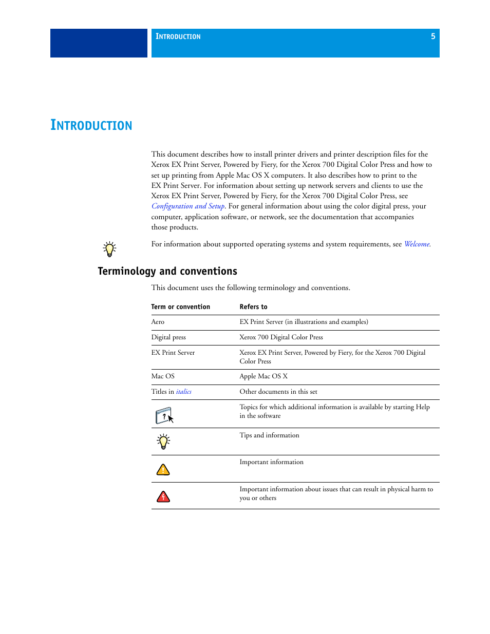 Terminology and conventions, Introduction, Ntroduction | Xerox 45069888 User Manual | Page 5 / 40