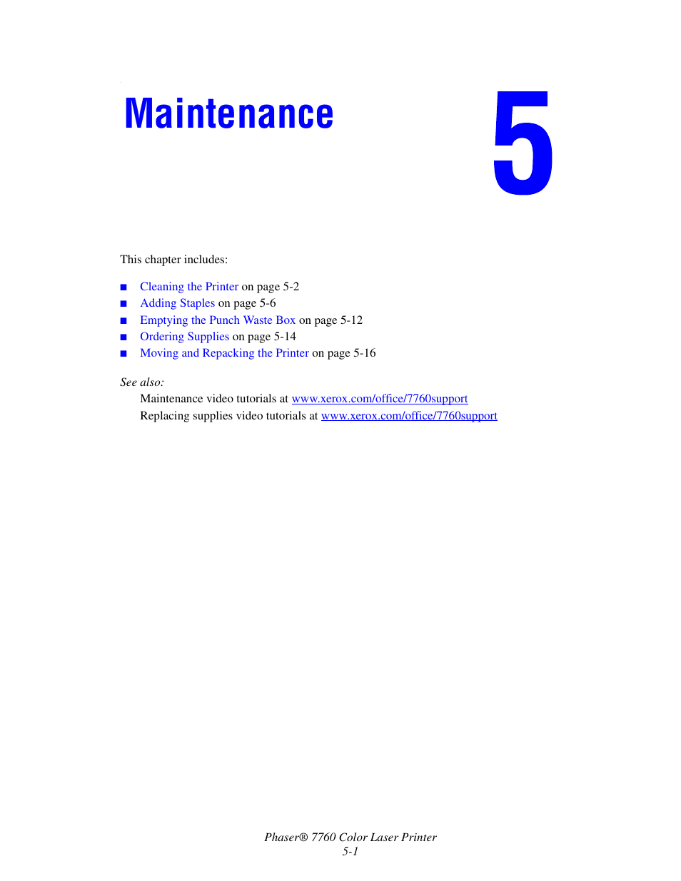 Maintenance | Xerox 7760 User Manual | Page 105 / 158