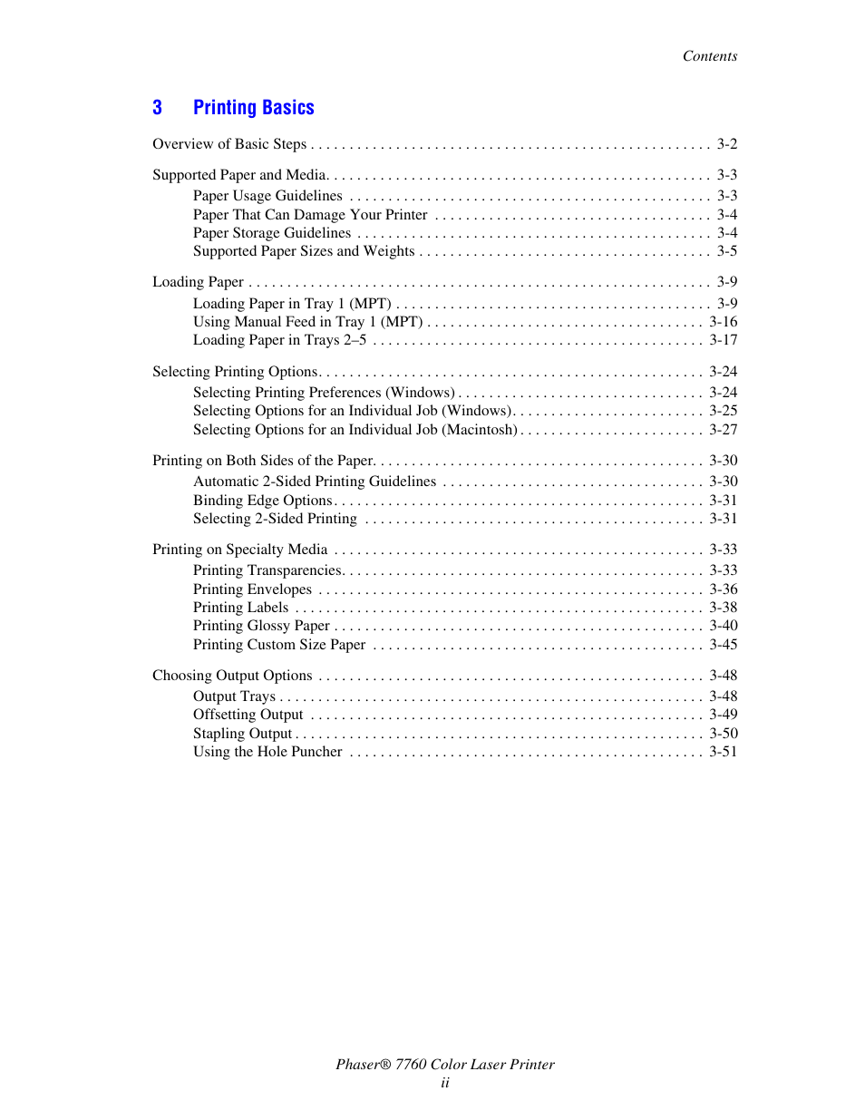 3printing basics | Xerox 7760 User Manual | Page 4 / 158