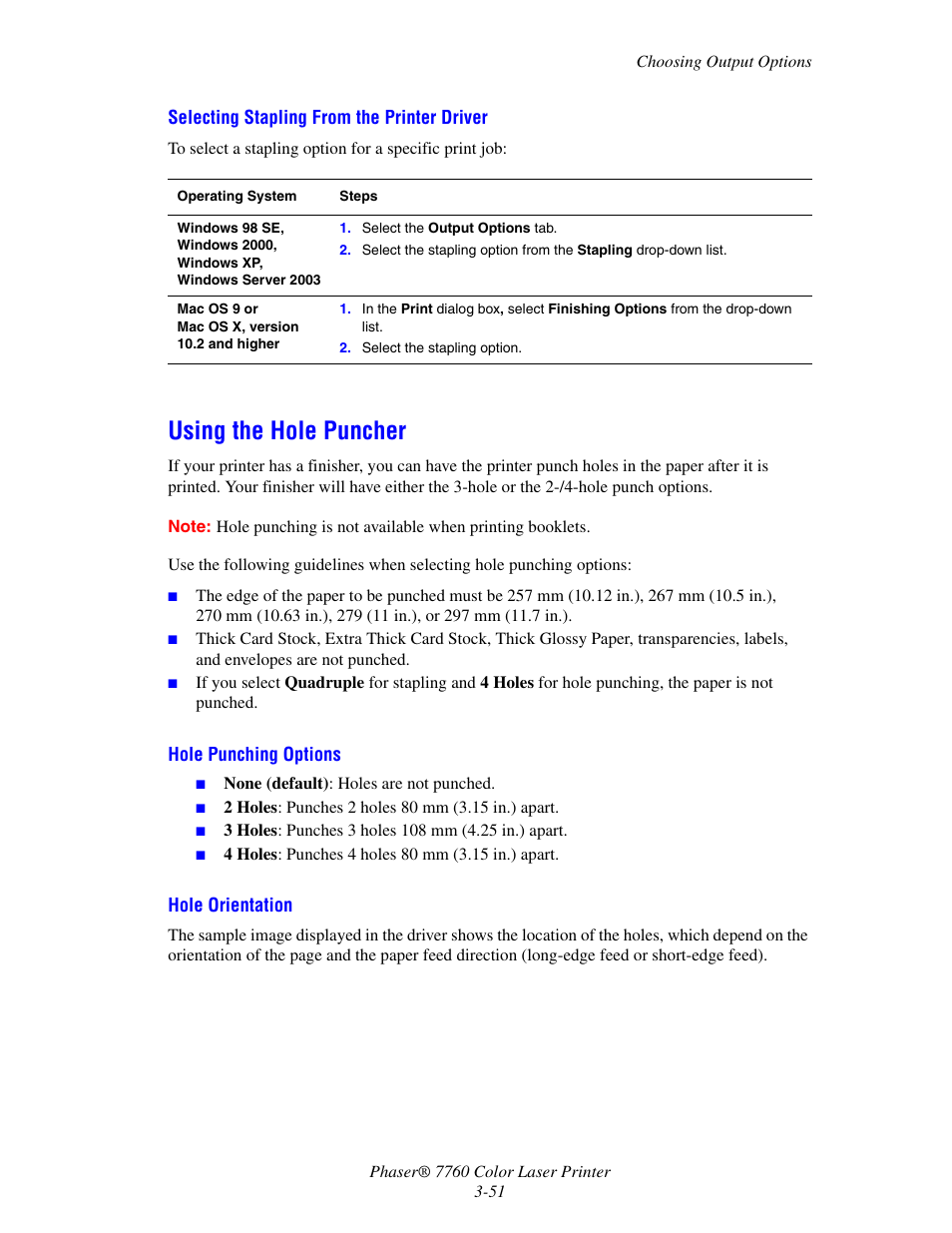 Using the hole puncher, Using the hole puncher -51 | Xerox 7760 User Manual | Page 86 / 158