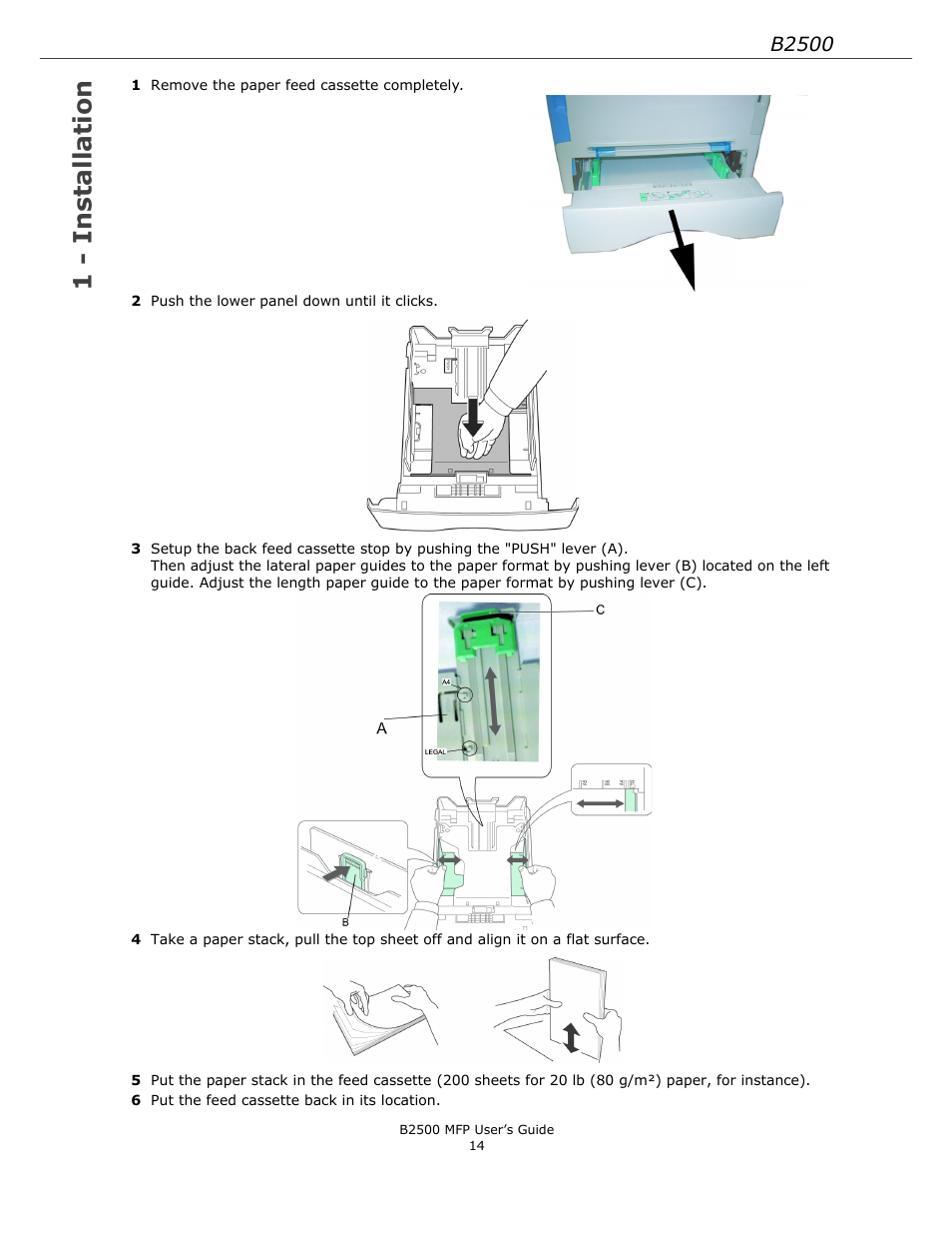 1 - installation, B2500 | Xerox B2500 MFP User Manual | Page 14 / 42