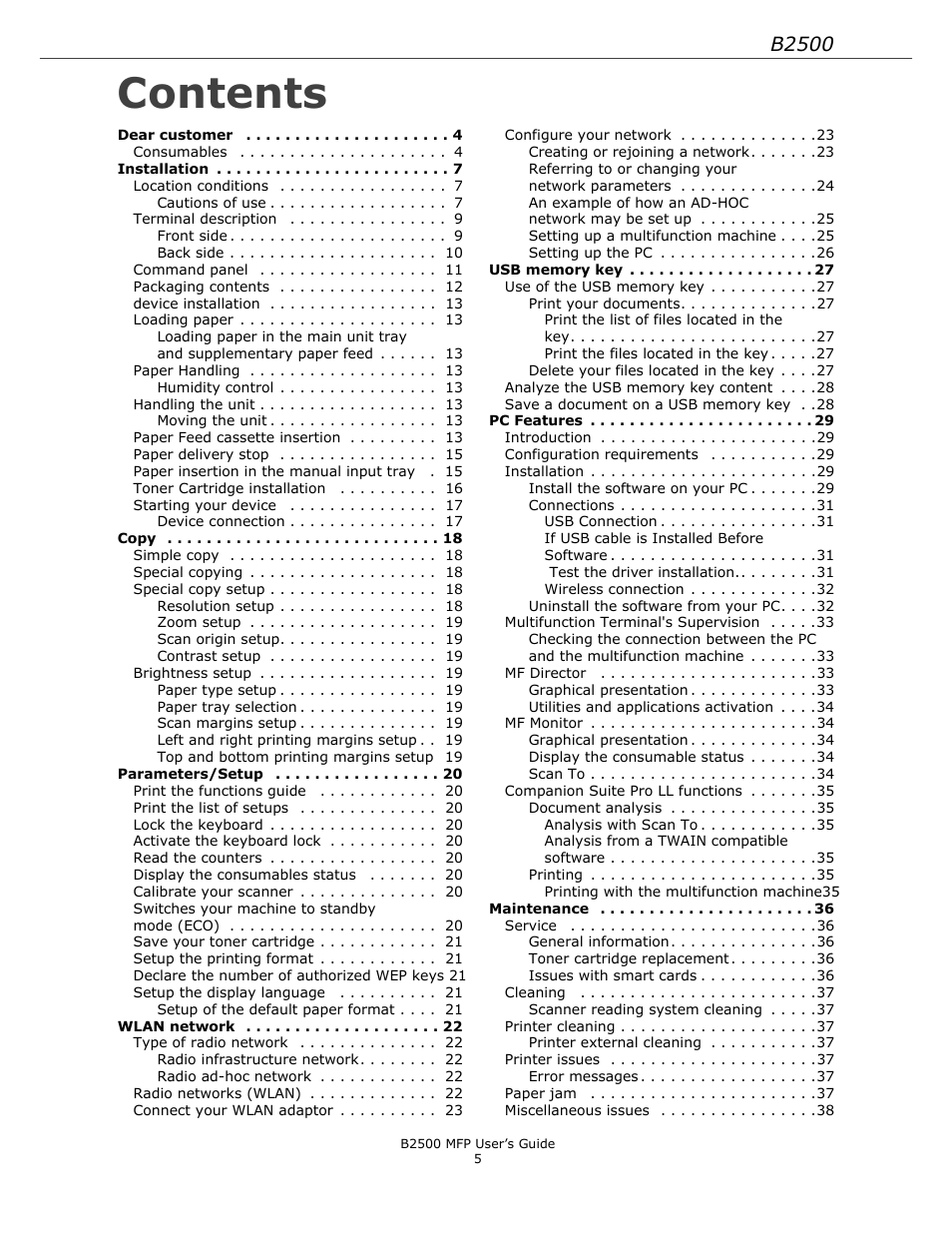 Xerox B2500 MFP User Manual | Page 5 / 42