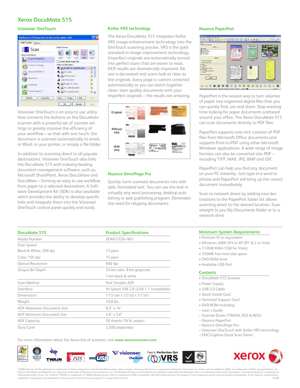 Xerox documate 515 | Xerox DocuMate 515 User Manual | Page 2 / 2