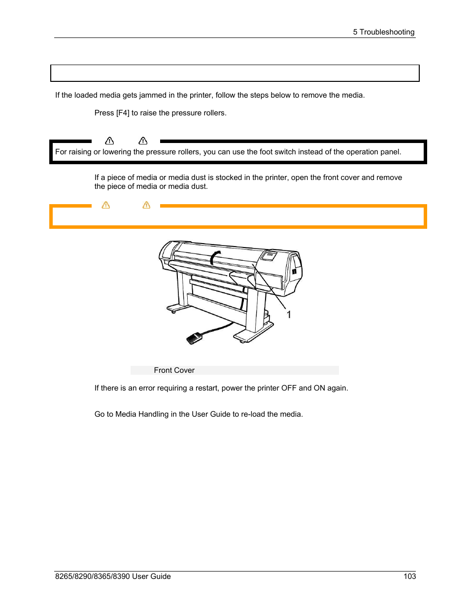 4 when media jams occur, When media jams occur | Xerox 8290 User Manual | Page 111 / 152