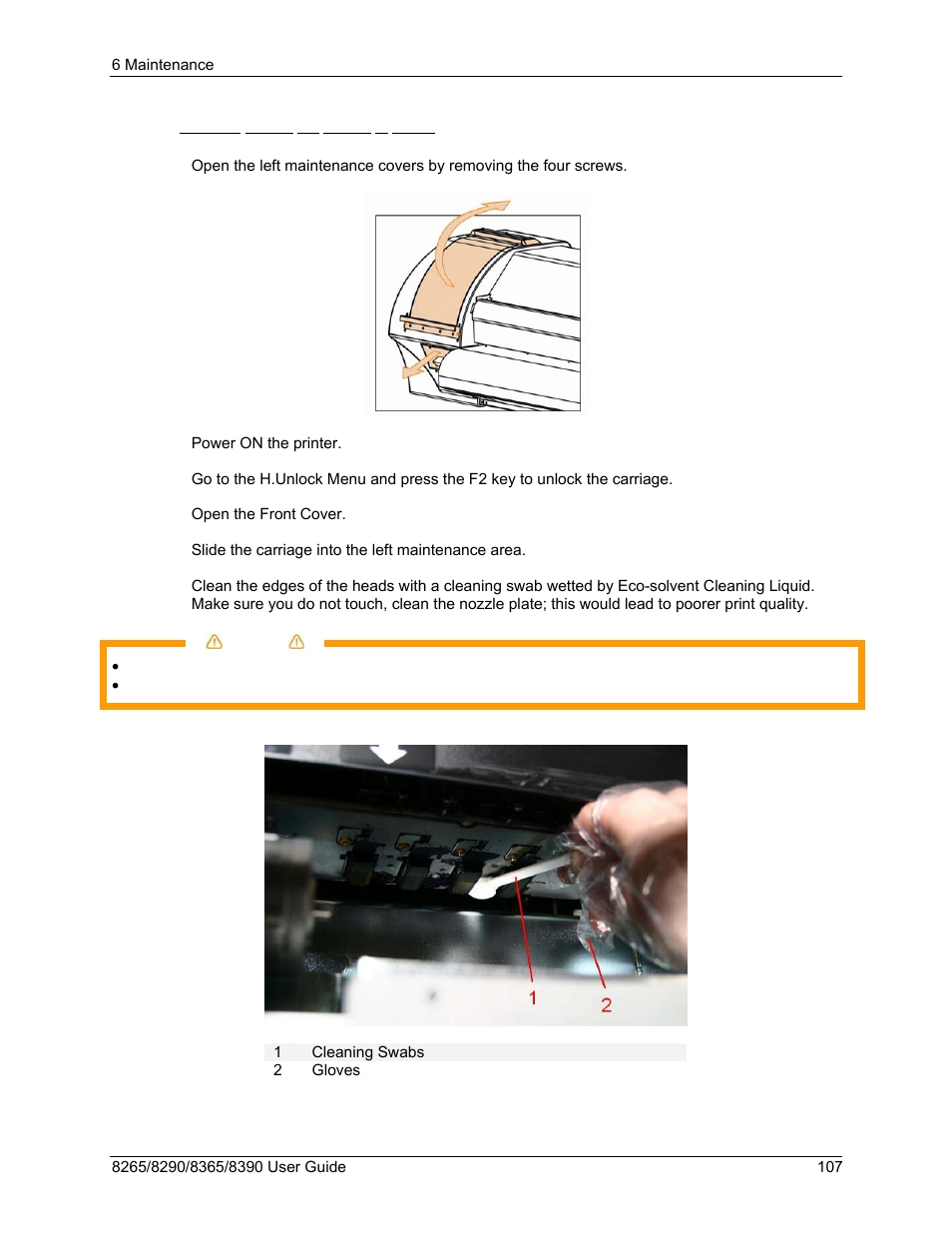 2 cleaning around the bottom of heads | Xerox 8290 User Manual | Page 115 / 152