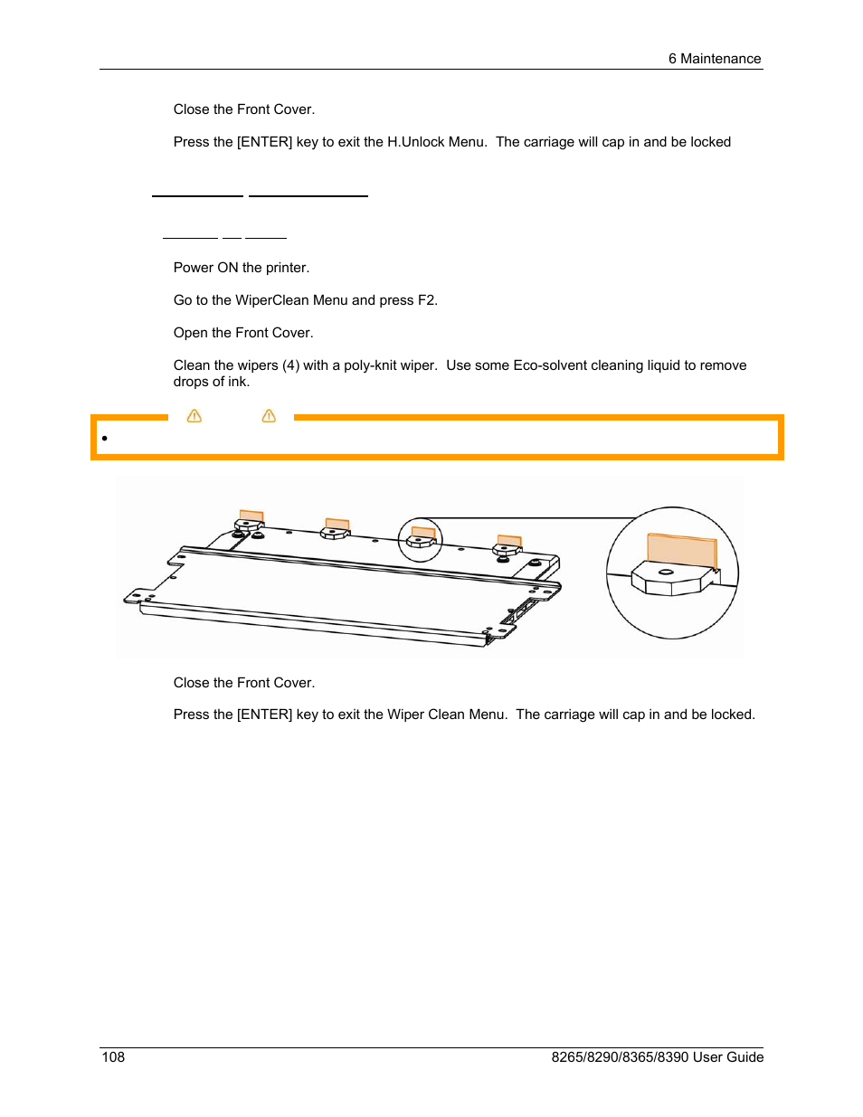 2 bi-weekly maintenance, 1 cleaning the wipers | Xerox 8290 User Manual | Page 116 / 152