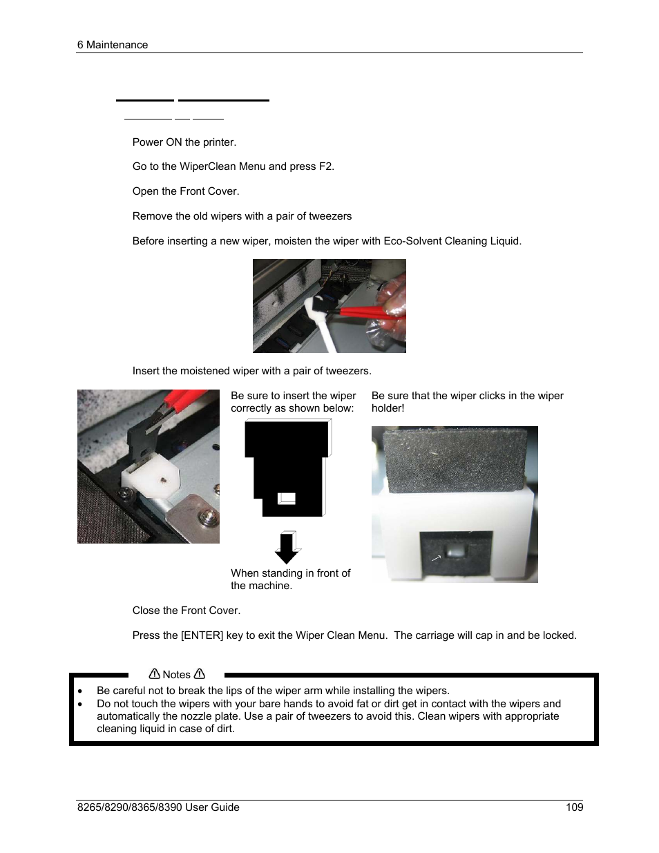 3 monthly maintenance, 1 replacing the wipers | Xerox 8290 User Manual | Page 117 / 152