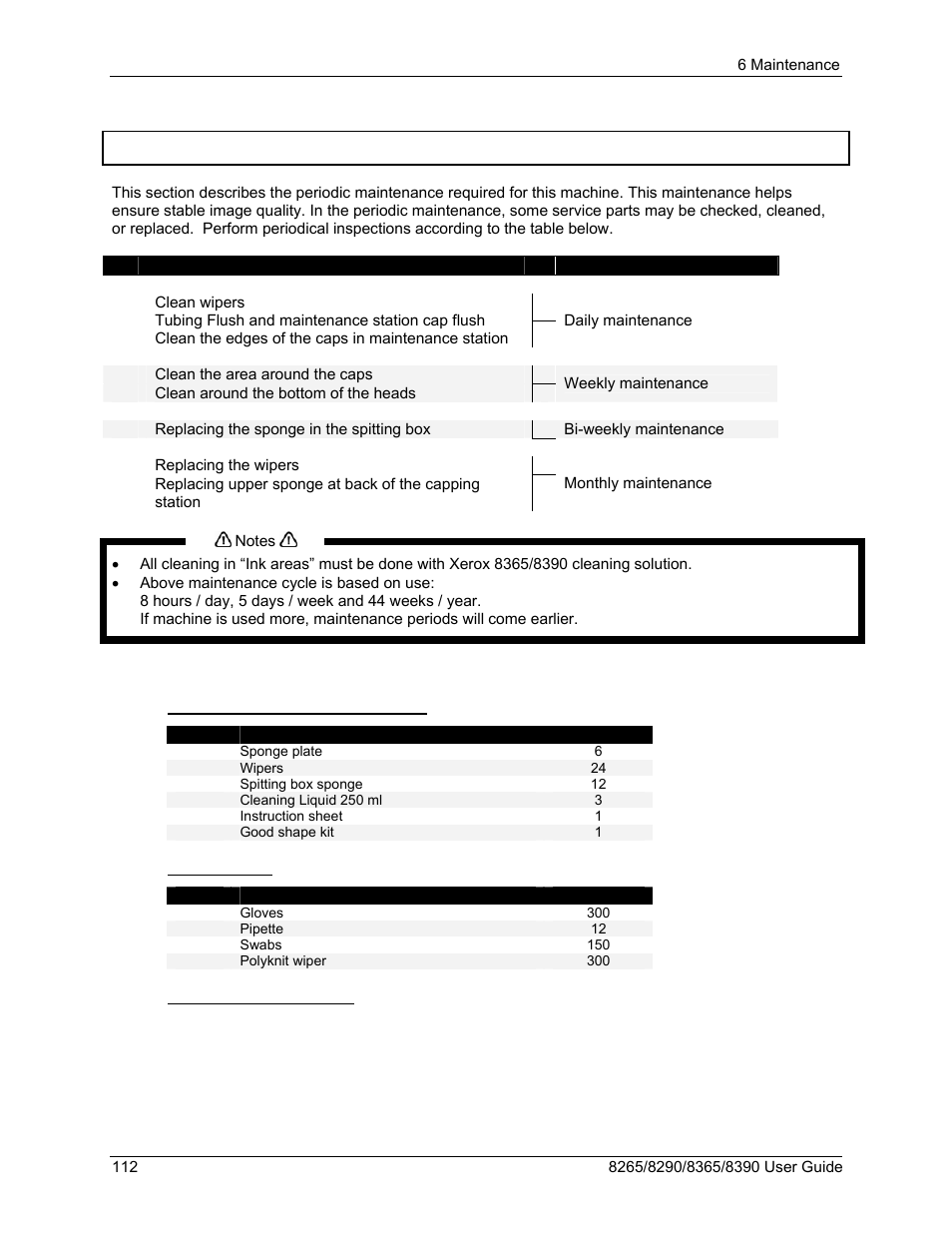 3 8365/8390 periodic maintenance, 8365/8390 periodic maintenance | Xerox 8290 User Manual | Page 120 / 152