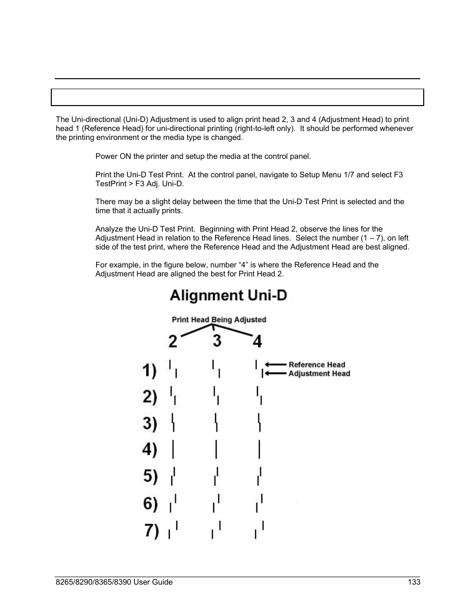 7 adjustments, 1 uni-directional adjustment, Adjustments | Uni-directional adjustment | Xerox 8290 User Manual | Page 141 / 152