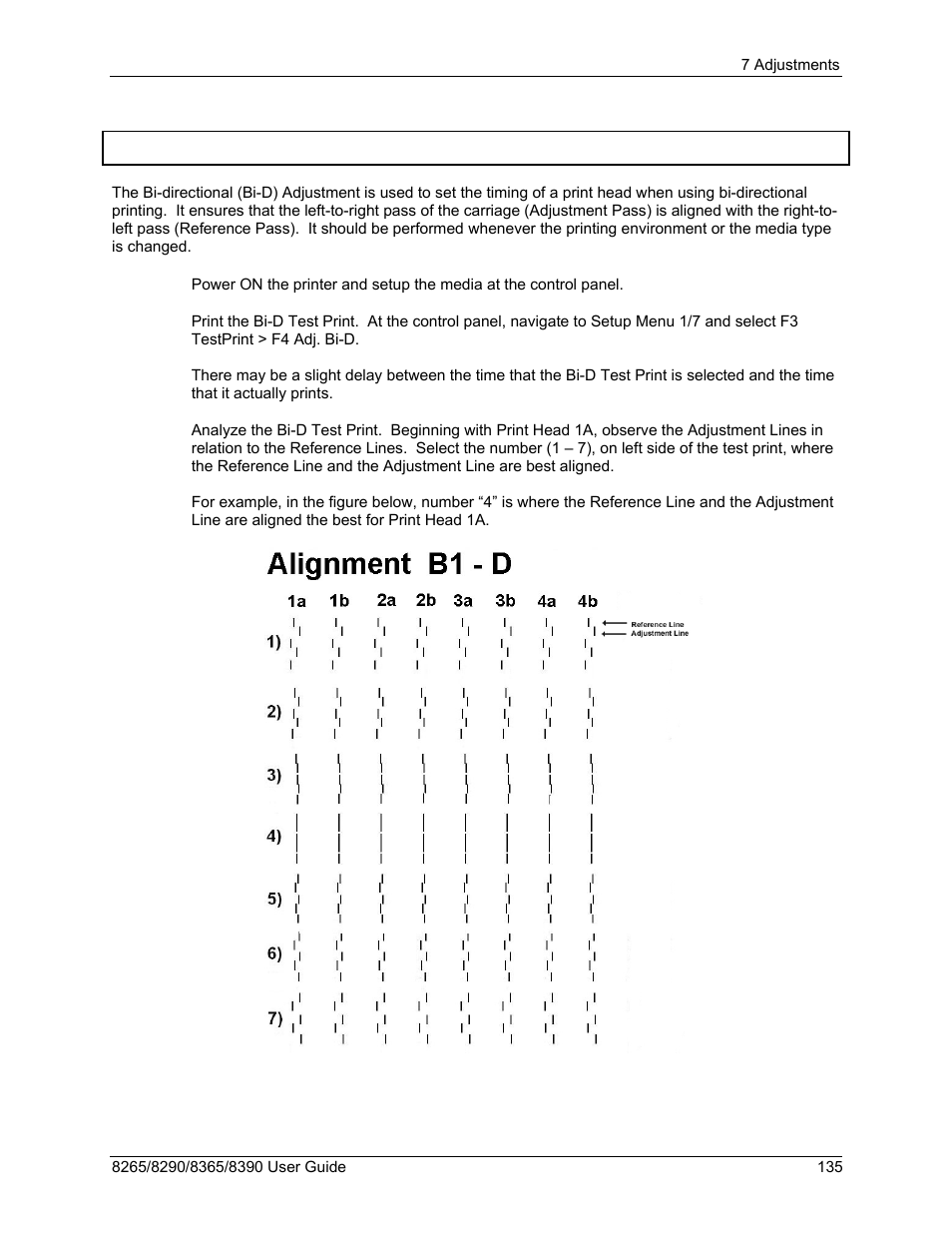 2 bi-directional adjustment, Bi-directional adjustment | Xerox 8290 User Manual | Page 143 / 152