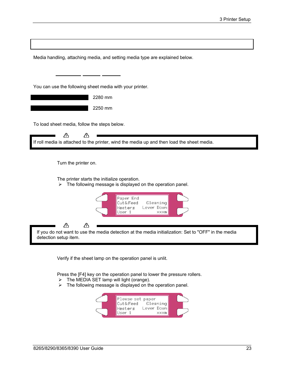 4 media handling, 1 loading sheet media, Media handling | Xerox 8290 User Manual | Page 31 / 152