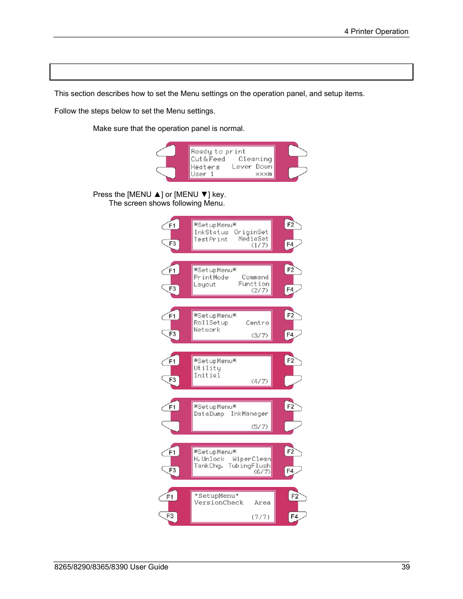 3 menu overview, Menu overview | Xerox 8290 User Manual | Page 47 / 152