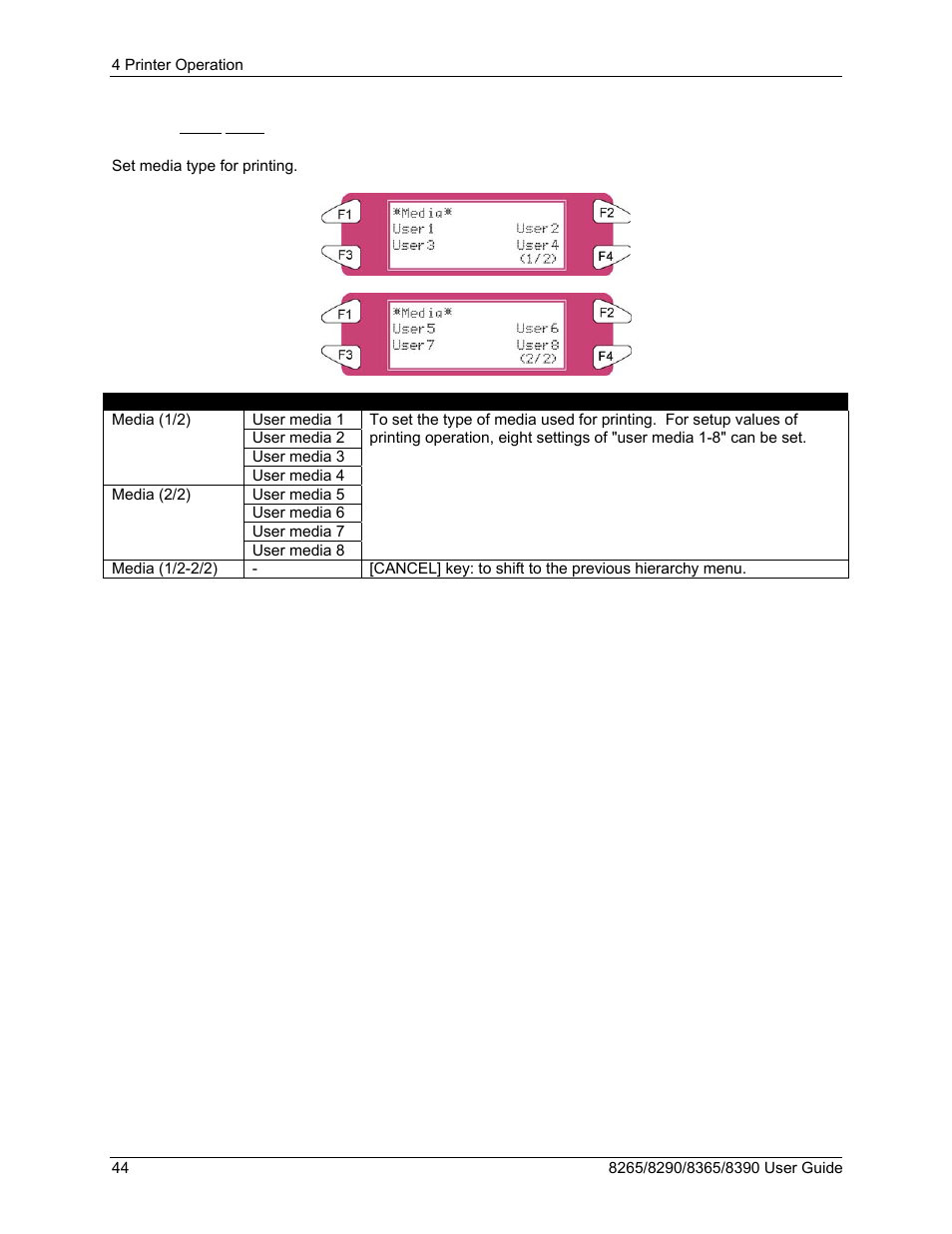 5 media menu | Xerox 8290 User Manual | Page 52 / 152
